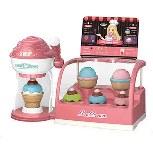 2021 wholesale music lights ice cream shopping supermarket pretend food toy play Ordering machine set W/ Battery for kids