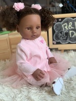 Poupée Reborn réaliste de 18 pouces en peau noire, jouet compagnon, cadeau