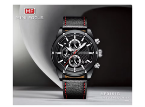 MINI FOCUS 0161G Montre à quartz chronographe multifonctionnelle étanche lumineuse avec bracelet en cuir sport de luxe pour hommes - Product Image 5