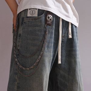 Cadena de cintura unisex de metal con diseño de cruz, aleación de zinc, cadena corporal informal a la moda para hombres y mujeres, accesorio para jeans estilo hip hop. - Product Image 2