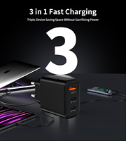 Adaptateur d'alimentation à charge rapide PD QC3.0 3 ports A+C 25W 18W avec prise EU noire, OTP personnalisé, chargeur mural multi-appareils