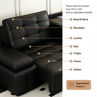 Ensemble de canapé-lit électrique multifonctionnel de luxe avec table rabattable, canapé-lit inclinable en cuir pour home cinéma