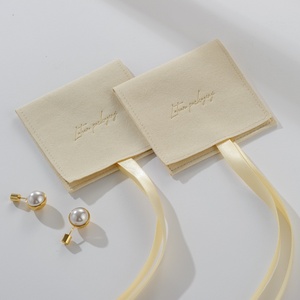 Custom Suede Earrings Microfiber Packaging Bag Jewelry Microfiber Wedding <b>Gift</b> Pouches With Tie - Product Image 6