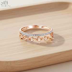 Hong Kong Supplier Minimalist Hand <b>Crafted</b> Elegant Stackable <b>Ring</b> Jewelry Real Natural Diamond 18K Solid Rose Gold Shiny <b>Ring</b> - Product Image 5
