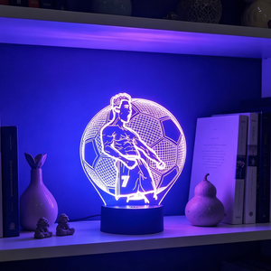 Acrylic Night Light Football Player Shaped Soccer Table Lamp LED for Bedroom Bedside Decoration Power Supply AAA Battery <b>Plug</b>-In - Product Image 1