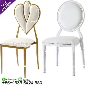 Mobiliário de metal do metal do ouro branco em metal, mobiliário redondo do amor para parte traseira do hotel banquete cadeira de casamento para alugueres de jantar