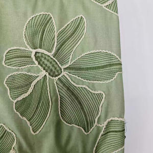 [TEX] قماش فوال قطن 100% بتطريز دانتيل مسطح جميل بنمط أوراق شجر ثلاثي الأبعاد للملابس النسائية - Product Image 5