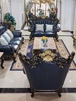 Ensemble de canapés mobiles en bois d'hévéa de style européen Fuan, meubles de salon sectionnels sculptés de luxe pour grandes maisons, modèle H-906B