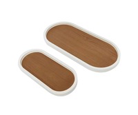 Plateau pouf poli à la main plateaux de service décoratifs en bois MDF plateau ovale en bois laqué