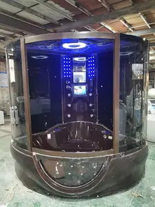 Enclosed Indoor Steam Shower Room Massage Modern Round Hydromassage Bathtub Massage Tub Freestanding Whirlpool Nozzle System