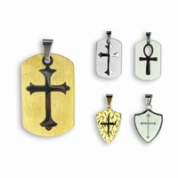 Rétro Bouclier Plaque 18K Plaqué Or Croix Jésus Pendentif De Mode Collier Pendentifs En Acier Inoxydable Dijes Para Cadenas Enfants
