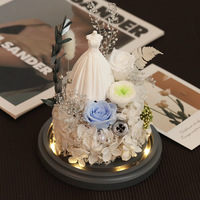 Cadeau de la Saint-Valentin, robe de mariée, fleur artificielle, rose sous cloche en verre, cadeau créatif pour petite amie, anniversaire