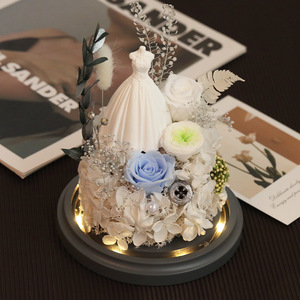 Cadeau de la Saint-Valentin, robe de mariée, fleur artificielle, rose sous cloche en verre, cadeau créatif pour petite amie, anniversaire - Product Image 5