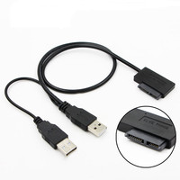 Adaptateur double USB 2.0 vers Mini SATA II 7 + 6 13 broches Câble convertisseur Slimline pour ordinateur portable HDD Caddy CD/DVD ROM Câbles de données Produit