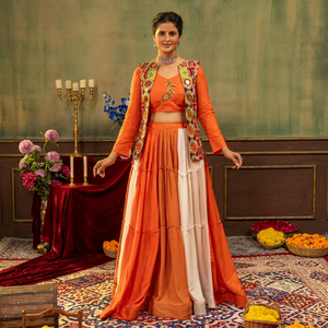 <b>Plus</b> <b>Size</b> Women Ethnic Lehenga Choli Set Traditional Embroidered Floral Print <b>Long</b> <b>Skirt</b> Blouse Vest Hand Embroidery Festival - Product Image 1