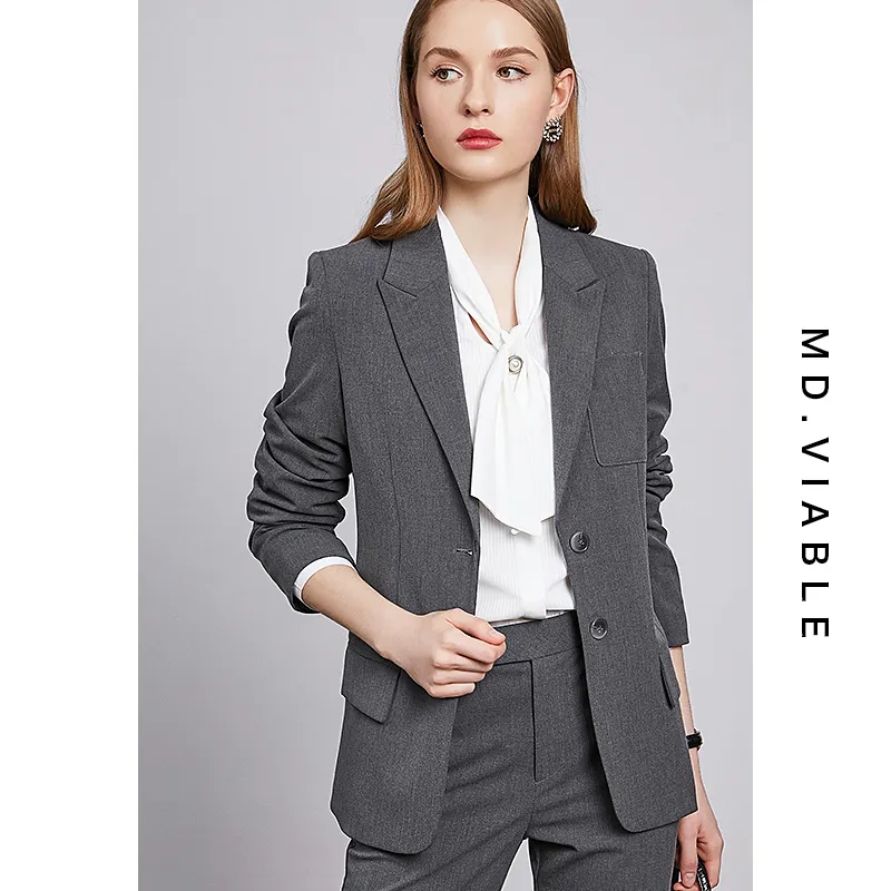 Manufacturer Formal Office Two-Piece Formal Long Sleeve Polyester Pant Ladies Business Coat Dresses Set Women's Suits
