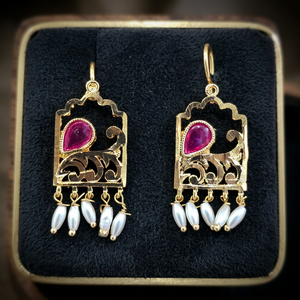 Pendientes Clásicos con Diseño de Luna, Imitación de Perla de Latón con Baño de Oro Mate, Joyería para Mujer, Sin Níquel ni Plomo, Modelo 231504 - Product Image 3
