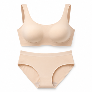 Ensemble de lingerie d'été en modal rafraîchissant pour femme, soutien-gorge en soie glacée et culotte en modal antibactérienne, sans armatures, maintien doux, pour peaux sensibles - Product Image 1