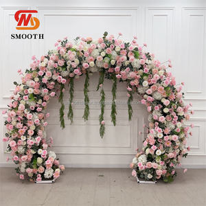 Arco de Boda Moderno Hecho a Mano, Ecológico, con Diseño Largo, Rosas Artificiales de Seda, Tamaño Personalizable - Product Image 5