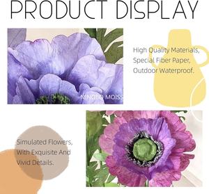 ผ้าไหมเทียม3ชิ้น10FT 7Ft ลายดอกไม้ปลอมสีม่วงน้ำเงินขนาดใหญ่สำหรับงานแต่งงาน - Product Image 5