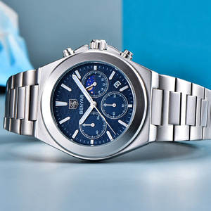 Reloj de Cuarzo para Hombre Benyar, Cronógrafo Analógico con Fase Lunar y Fecha, Correa de Acero Inoxidable, Resistente al Agua 30M, BY-5220M - Product Image 3