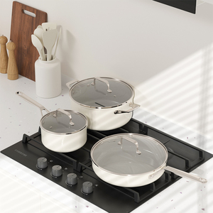 Ensemble de 9 ustensiles de cuisine antiadhésifs en céramique, design moderne et durable, avec <span class=keywords><strong>casserole</strong></span> et poêle, compatibles lave-vaisselle - Product Image 2