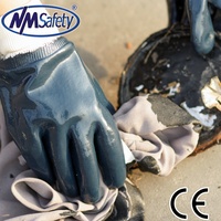 NMsafety-guantes de nitrilo para hombre, de trabajo, resistentes al agua, azules