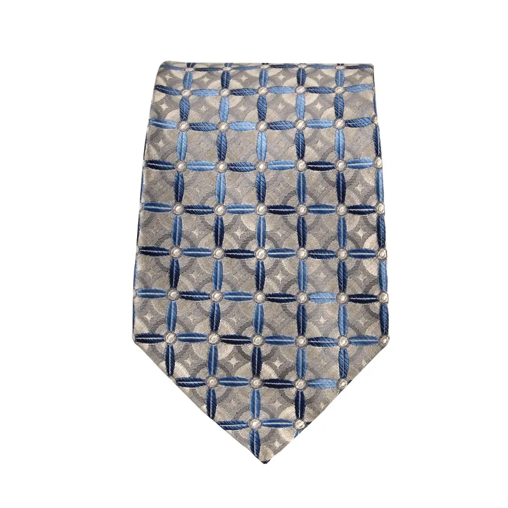Cravate en soie tissée sur mesure, 100%, modèle de points gris et blanc, en Style classique, peau de serpent