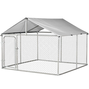 Grand enclos pour chien en métal galvanisé pour l'extérieur, cage robuste, parc pour animaux, clôture d'exercice avec toit/porte 3x3x2.3M - Product Image 2