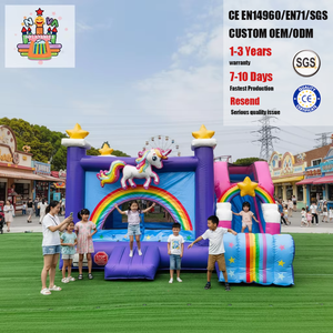 Château <span class=keywords><strong>gonflable</strong></span> en PVC sur le thème de l'arc-en-ciel de l'unicorne Nova, <span class=keywords><strong>structure</strong></span> de jeu pour enfants en plein air pour les fêtes - Product Image 1