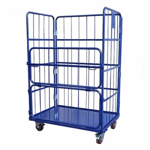 Chariot de stockage <span class=keywords><strong>standard</strong></span> d'OEM d'unité centrale d'acier enduit de poudre d'entrepôt de travail de chariot de cage de roulement pliable résistant - Product Image 2