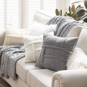 Housses de <span class=keywords><strong>coussin</strong></span> moelleuses en fausse <span class=keywords><strong>fourrure</strong></span> de haute qualité Sherpa <span class=keywords><strong>blanc</strong></span> jeter taie d'oreiller décorative - Product Image 4