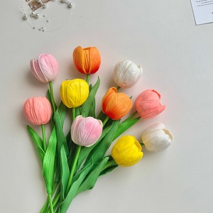 Ramo de Tulipanes Artificiales Muyu Chronicles, Rosa, Amarillo, Blanco, Coral, Naranja, Rojo, Rama Individual, Decoración para el Hogar, Accesorios para Bodas - Product Image 1