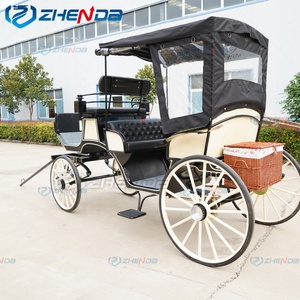 Chariot à chevaux noir ZHENDA avec roues et auvent blancs pour mariage ou visites touristiques - Product Image 3