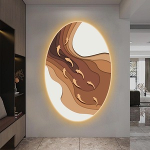 Mural ovalado estéreo 3D personalizable, lámpara LED de lujo, pintura de paisaje de nueve peces, lienzo moderno, imagen de entrada Simple <span class=keywords><strong>al</strong></span> óleo - Product Image 1