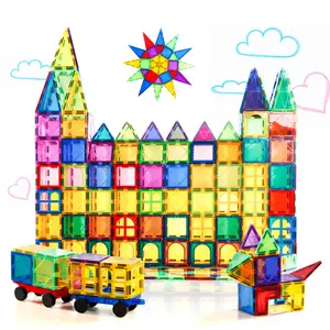 Magplayer Plastic Magnet Blocks Educational Toys 100 Pcs 120 Pieces Magnetic Building Blocks Set Magnetic Tiles For Kids