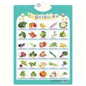 Gráfico del alfabeto fónico en inglés superventas, gráficos de reconocimiento de frutas y verduras, libro de Audio de plástico educativo para niños con sonido - Product Image 2