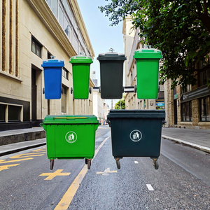 Thương Mại Ngoài Trời Vuông Bánh Thùng Rác Có Thể 30/50/100/120/240L/360L/660L/1100L Kích Thước Nhựa Đứng Cấu Trúc Di Chuyển Nắp - Product Image 3
