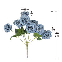 Bouquet de 9 roses artificielles en soie, fleurs en plastique réalistes pour mariage, arrangement de vase d'intérieur, décoration
