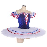 Paris Flamme Tutu Concours Bleu Robe De Danse Tutu Personnalisé Adulte Ballet Tutu Robe