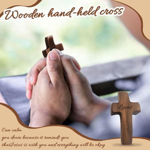 Cruz de Madera de Nogal Negro Hecha a Mano al por Mayor con Agarre para el Pulgar, Cruz Devocional de Mano para Iglesia, Pascua, Arte Religioso, Regalo Empresarial - Product Image 3