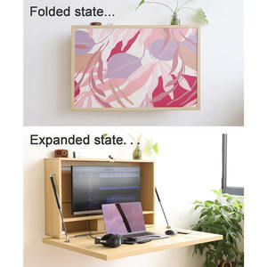 Bureau pliant mural en bois pour appartement, petites maisons, gain de place, <span class=keywords><strong>table</strong></span> multifonctionnelle avec rangement Centuryart - Product Image 4