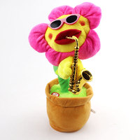 Shake Tone Tournesol Électrique Enchantant, Jouet en Peluche Interactif Chantant et Dansant avec Saxophone