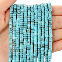 Perles en disque de turquoise naturelle en vrac, 4 mm, plates, pour la fabrication de bracelets, colliers et bijoux DIY