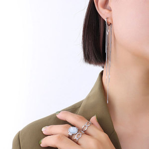 Fashion Wholesale Fine 14k 18k <b>Gold</b> Plated 316L Stainless Steel Tassel Drop <b>Dangle</b> <b>Gold</b> <b>Earrings</b> for Women - Product Image 4
