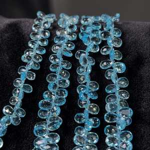 Perles de topaze bleue naturelle facettées, brin de 8 pouces pour la fabrication de bijoux - Product Image 1