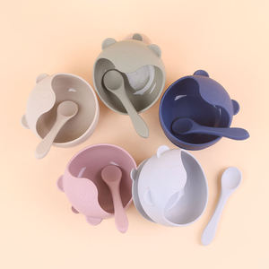 Juego de cuenco y cuchara de succión de silicona para bebé Nuevo artículo Dibujos animados multicolores Sin BPA de silicona - Product Image 6