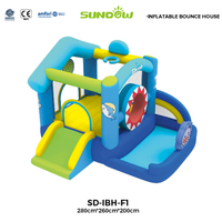 Château gonflable extérieur Sundow, nouveau design, château gonflable en forme de requin avec toboggan pour enfants