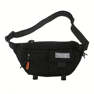 Sac banane multifonctionnel en nylon pour le sport et le fitness, motif lettres, fermeture éclair, idéal pour l'extérieur - Product Image 1