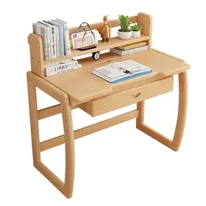 Высококачественный детский стол и стул из натурального массива дерева, регулируемый деревянный письменный стол